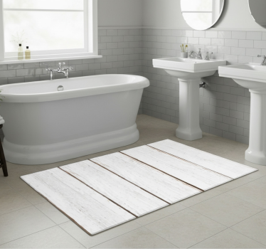 Bathroom vinyl rug vintage wood striped wallpaper - TenStickers