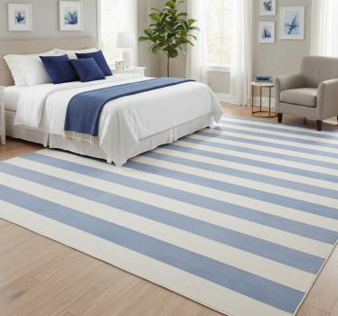 Bedroom vinyl rug in blue and white stripes - TenStickers