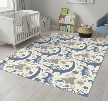 Bedroom vinyl rug in blue dinosaur nordic style - TenStickers