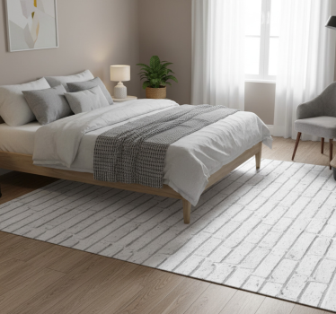 Bedroom vinyl rug white brick design - TenStickers