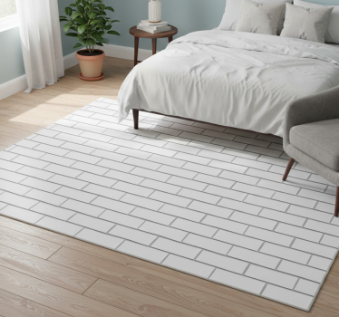 Bedroom vinyl rug white thick bricks - TenStickers