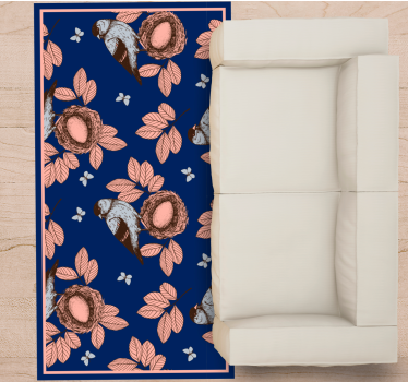 Bird Nest Botanical Motif animal vinyl rug - TenStickers