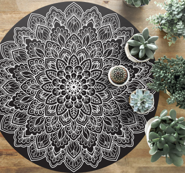 Black and white mandala mandala vinyl mat - TenStickers