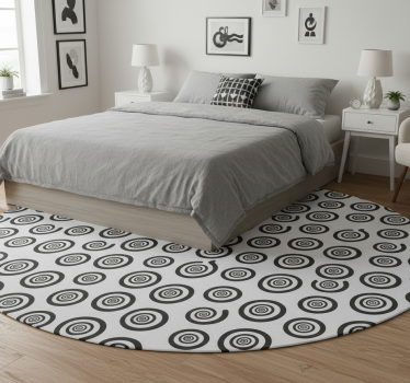 Black and white spiral bedroom vinyl rug - TenStickers