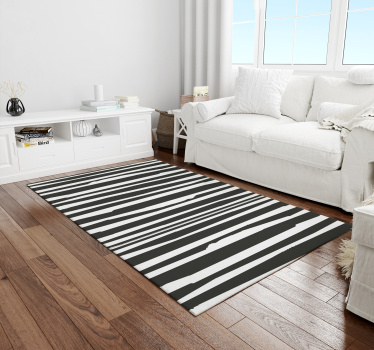 Black and white Stripes vinyl rug - TenStickers