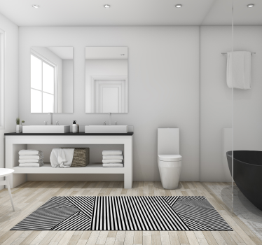Black and white  stripes vinyl rug - TenStickers