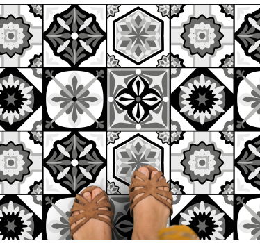 Black white avinyl kitchen mat - TenStickers