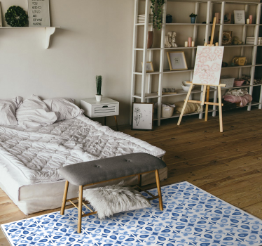Blue patterned tile vinyl rug - TenStickers