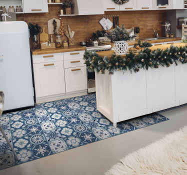 Blue snowflake tiles festive season carpet - TenStickers