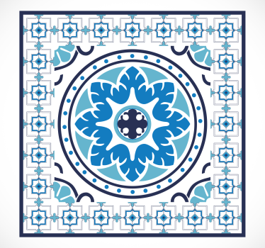 Blue kitchen vinyl rug tiles floor carpet - TenStickers
