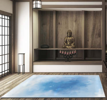 Blue Watercolour Minimalist vinyl rug - TenStickers