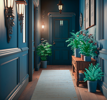 Blue wood texture vinyl hallway runner - TenStickers
