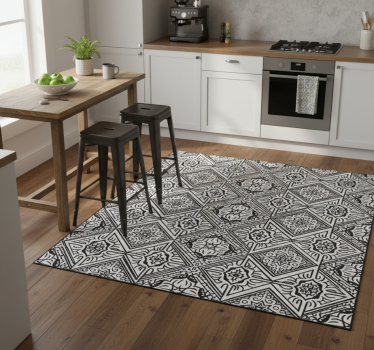 Bold contrast kaleidoscope kitchen vinyl rug - TenStickers