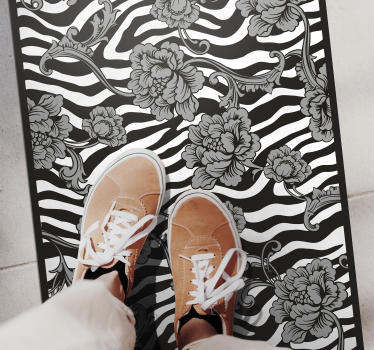 Botanical Contrast floral vinyl rug - TenStickers
