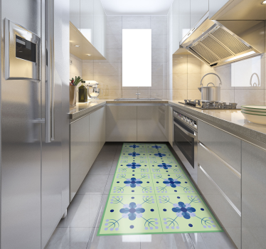 Botanical Kitchen Walkway floral vinyl rug - TenStickers