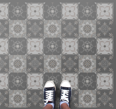 Botanical mosaic arrangement tile vinyl rug - TenStickers