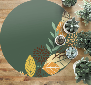 Botanical Pattern Circle floral vinyl rug - TenStickers