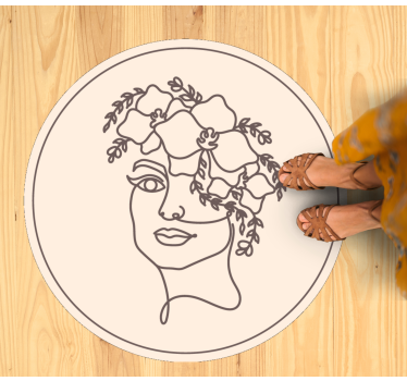 Botanical Sketch Illustration circular vinyl rug - TenStickers