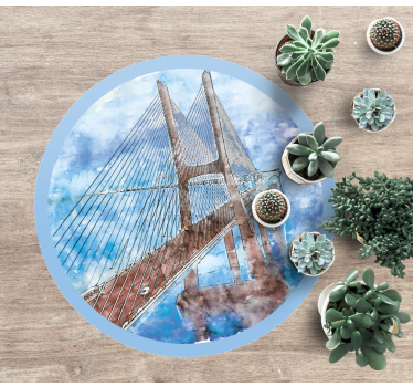 Bridges Over Water circular vinyl rug - TenStickers
