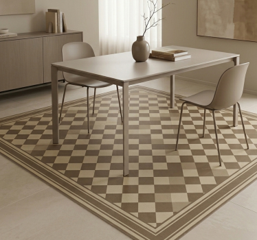 Brown Diamond Grid dining room vinyl rug - TenStickers