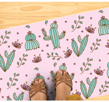 Cactus floral pattern floral vinyl rug - TenStickers
