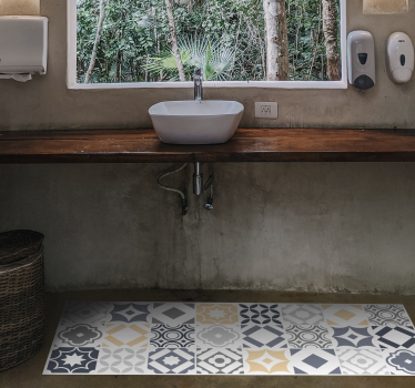 Bathroom vinyl rug tiles motif - TenStickers