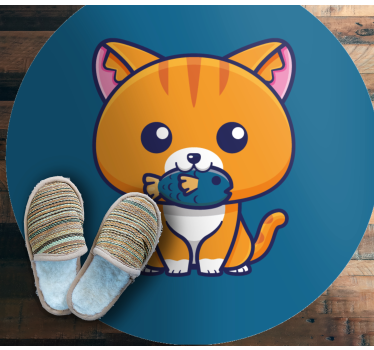 Cartoon Feline Circle animal vinyl rug - TenStickers