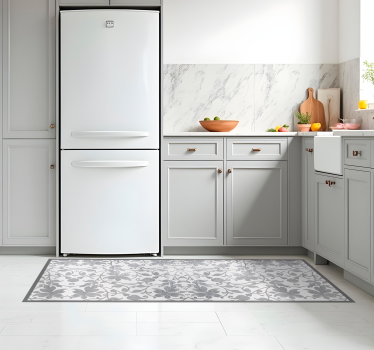 Cement Damask kitchen vinyl rug - TenStickers