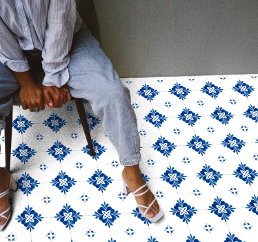 Ceramic floral motif tile vinyl rug - TenStickers