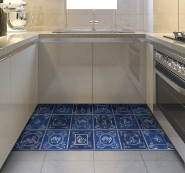 Ceramic Ornamentation kitchen vinyl rug - TenStickers