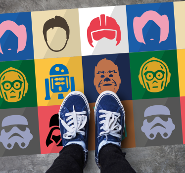 Film character faces teen vinyl rug - TenStickers