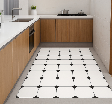 Checkered diamond print  kitchen vinyl rug - TenStickers