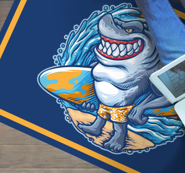 Cheerful Shark Character teen vinyl rug - TenStickers