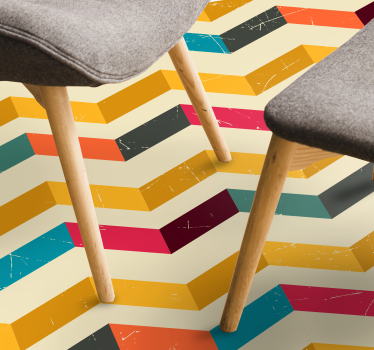 Chevron Color Burst geometric vinyl rug - TenStickers