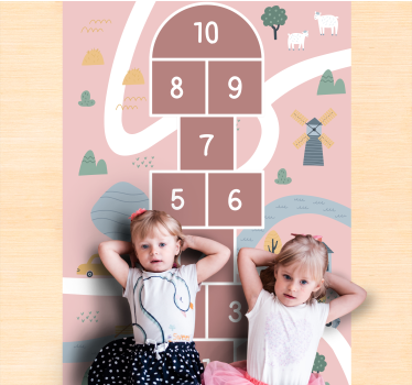Children's Playful Hopscotch game kids vinyl rug - TenStickers