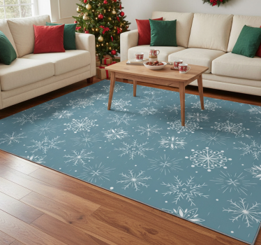 Christmas vinyl rug with blue and white snowflakes - TenStickers