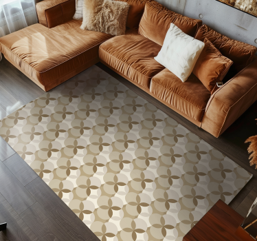 Circles beige textured design vinyl rug - TenStickers