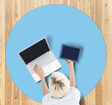 Circular monocolor design blue vinyl rug - TenStickers