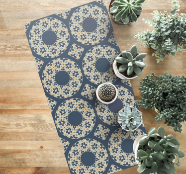 CIRCULAR PATTERNS BLUE mosaic vinyl rug - TenStickers