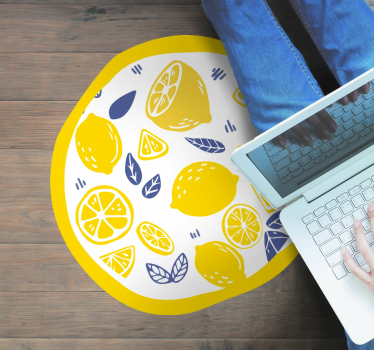 Citrus Pattern Circle floral vinyl rug - TenStickers