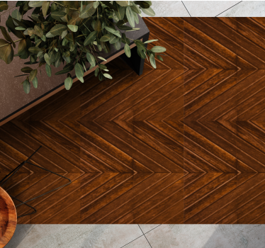 Classic Herringbone Pattern Wood Effect Vinyl Rug - TenStickers