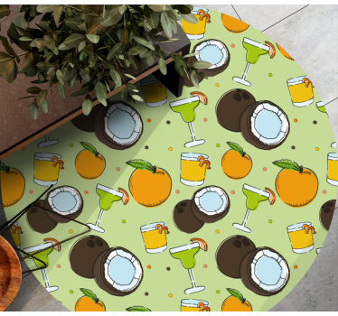 Coconut Cocktail Fun circular vinyl rug - TenStickers