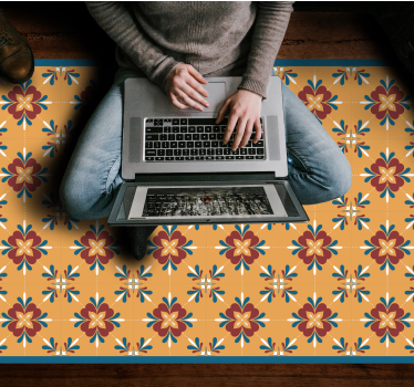 Classical geometric flowers  vinyl rug - TenStickers