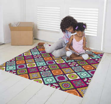 Colourful Mandala Pattern Vinyl Rug - TenStickers