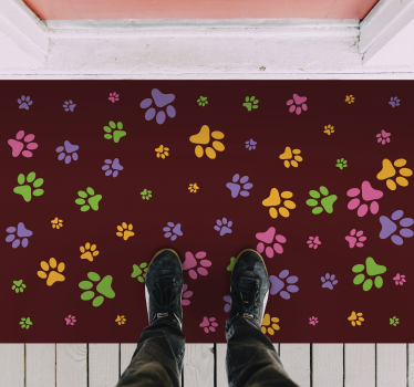 Colorful Paw Patterns animal print vinyl rug - TenStickers