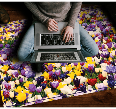 Colorful realistic explosion floral vinyl rug - TenStickers