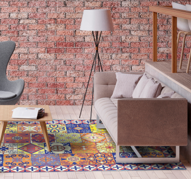 Colorful Tilework mosaic vinyl rug - TenStickers