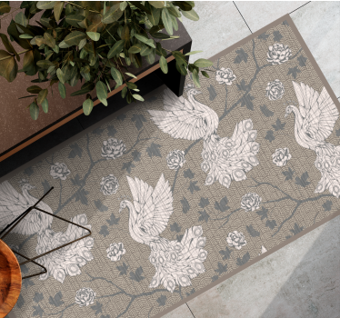 Crane Garden Scene animal vinyl rug - TenStickers