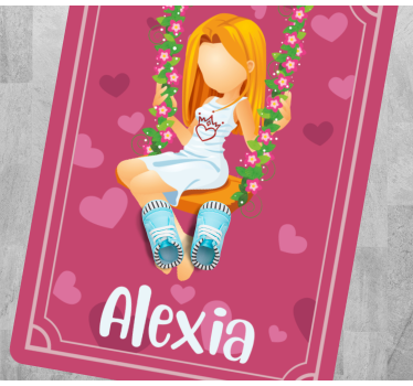 Grass swing with name teen vinyl rug - TenStickers