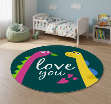 Cute dinosaur love animal vinyl rug - TenStickers